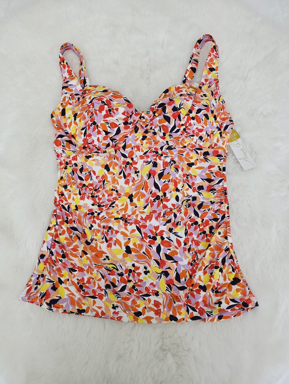 ANNE COLE🏖Twist Front Underwire Tankini Swim Top SIZE 36DD/38D - Picture 5 of 7